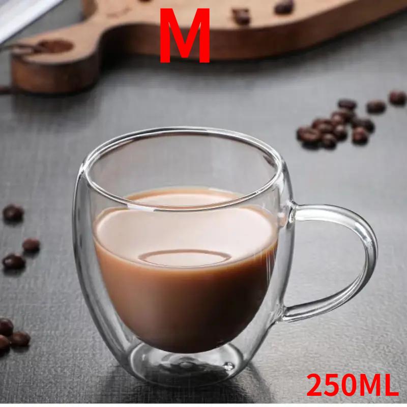 

1 шт. Кружки из стекла с двойными стенками, с ручками, прозрачные, для эспрессо, кофе, молока, сока, кофе, минималистичные, стаканы для воды, посуда для напитков, подарки