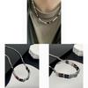 Geometric Beaded Agate Necklace With Steel Chain For Women And Men