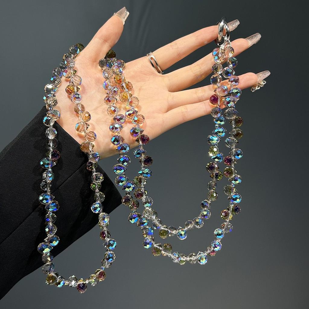 High-End Long Crossbody Phone Lanyard with Water Drop Crystal Beads Anti-Loss Pendant Fashionable Shoulder Strap Pendant