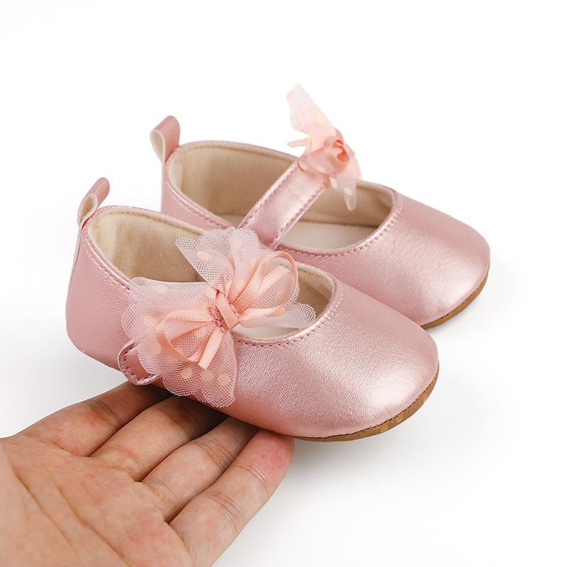 Princess Shoes For Baby Girls With Mesh Polka Dot Bow Decoration For Spring And Autumn 11cm