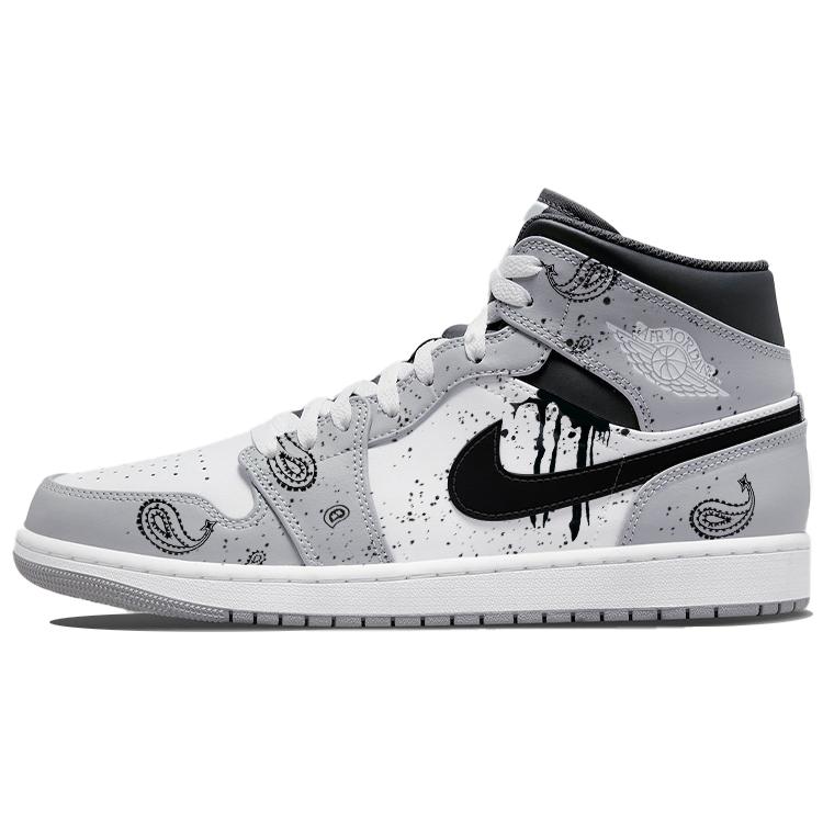 

Jordan Air Jordan 1 Vintage Basketball Shoes Men s Mid top White/Gray 554724-078(Team56-) 40.5