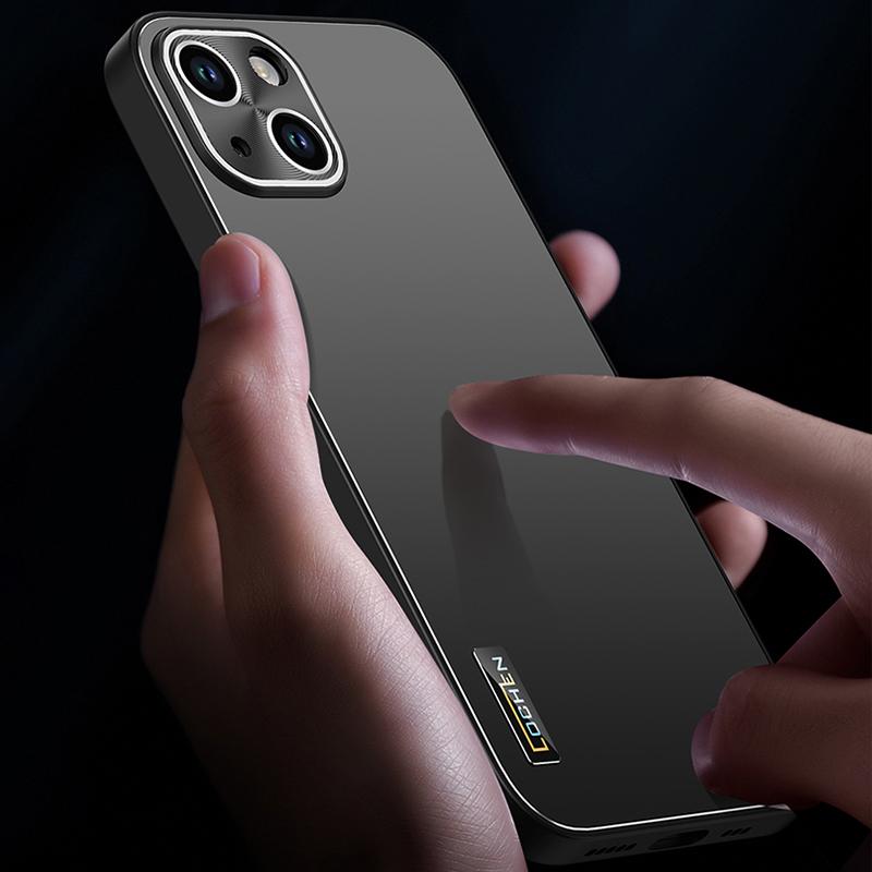 For iPhone 13 Case PC+TPU Anti-Scratch Phone Cover Build-In Metal Lens Cover