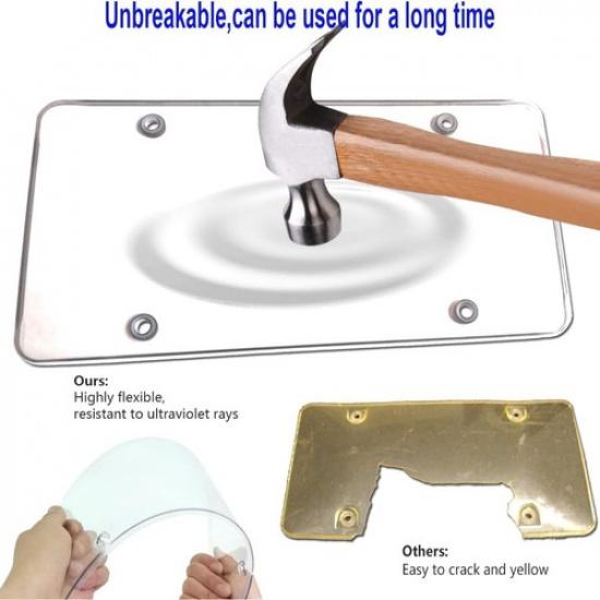 Plate Frame Cover Kit- Clear Flat Plate Cover & Stainless Steel Car Tag Holder,