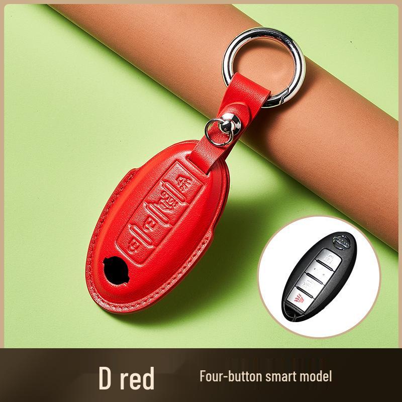 Skórzany Etui na Klucze ze Skóry Wyprawianej Roślinnie dla Nowego Kluczyka Samochodowego Sylphy Murano, Ręcznie Robiony Wzór Klamry dla Mężczyzn