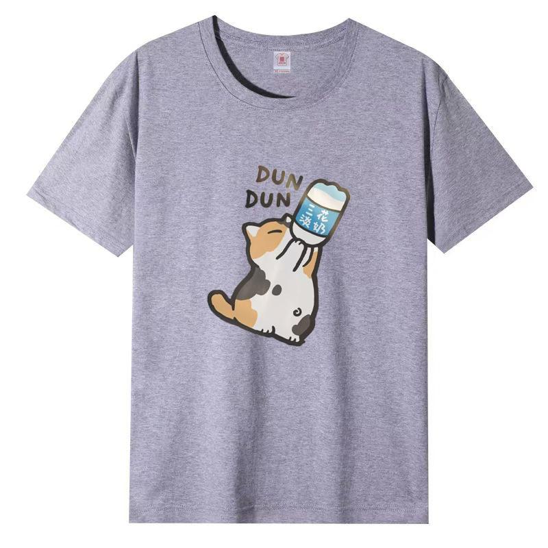 T-shirt a maniche corte da donna in cotone con stampa cartoon, top popolari a mezza manica, T-shirt estiva