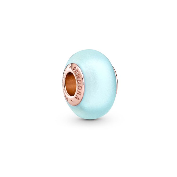 Pandora Murano Glass Charm Rose Gold Matte Blue Women Charm 789420C00 Rose Gold