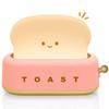 Cute Toast Night Lamp for Kids | Rechargeable LED Bedside Table Light with Smile Face | Kawaii Desk Lamp for Bedroom, Nursery