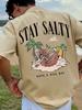 Unisexs Summer West CoastStyle Tropical Beach Print TShirt American Retro Streetwear Casual Crew Neck Top
