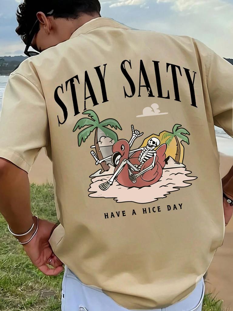 Unisexs Summer West CoastStyle Tropical Beach Print TShirt American Retro Streetwear Casual Crew Neck Top