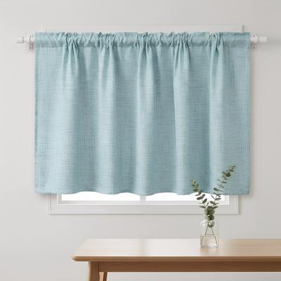 Linen Short Curtain for Kitchen, Semi Sheer Valance for Small Window, Kitchen Curtain for Pantry Door, Farmhouse Cabinet Cover