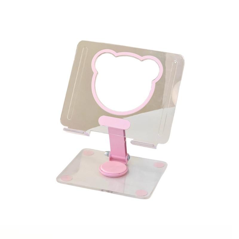 Ins Transparent Mobile Phone Rotating Stand Acrylic Clear Cute Bear Folding Tablet Computer Watching TV Storage Stand School