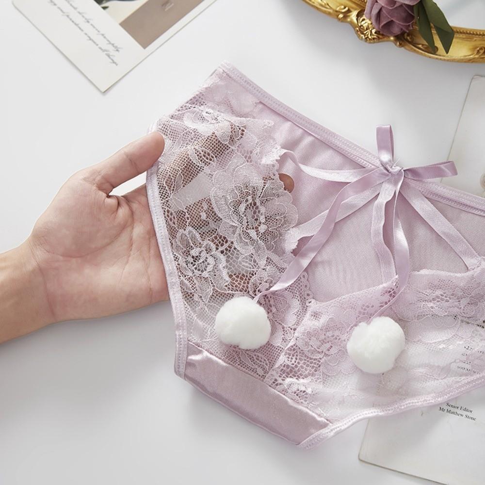 Low Waist Underwear for Women Bowknot Lace Underpants Breathable Lace Panties  Valentine's Day Gift