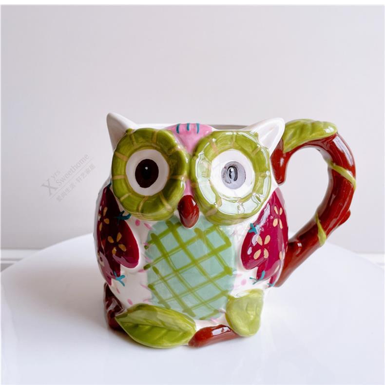 

Керамическая чашка для воды с котом и совой, чашка для молока, кофейная чашка