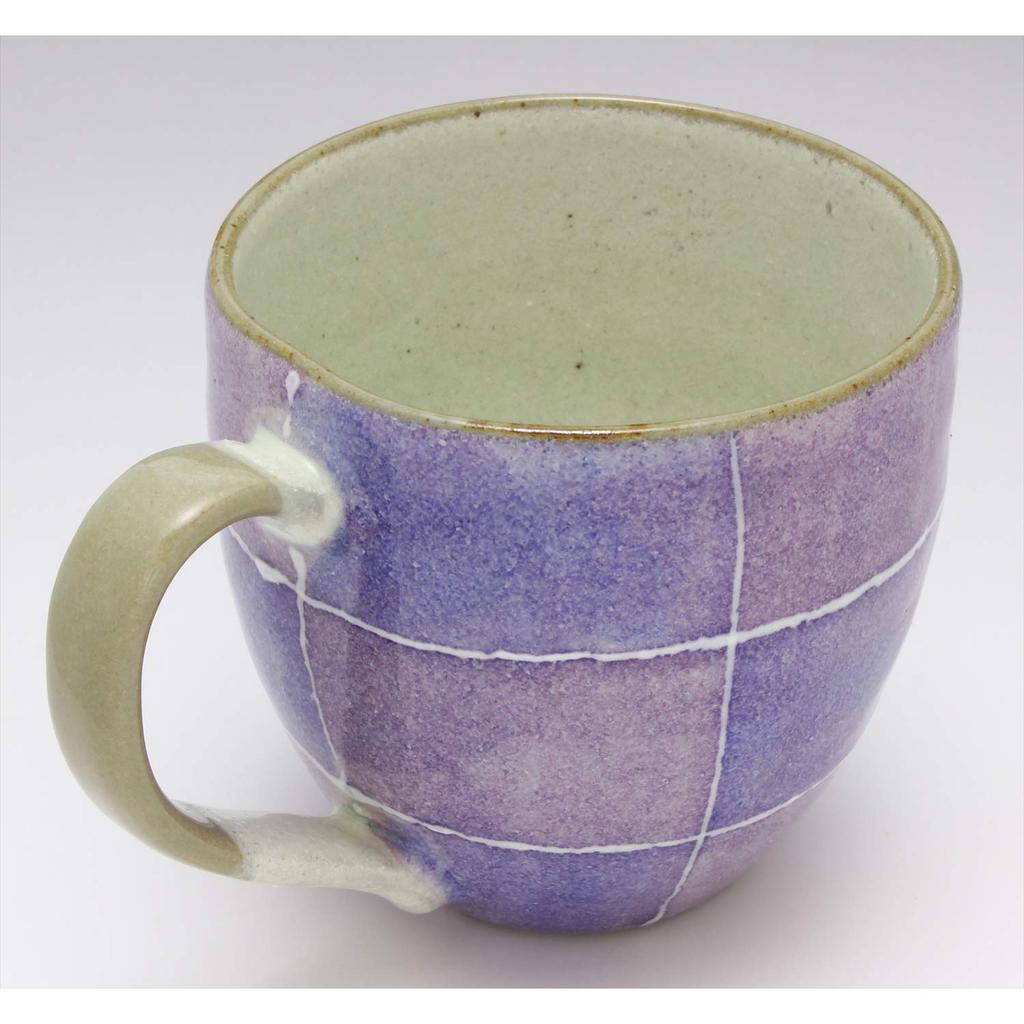 Mino Ware Mug Colored Checkered Purple Made in Japan 501-26