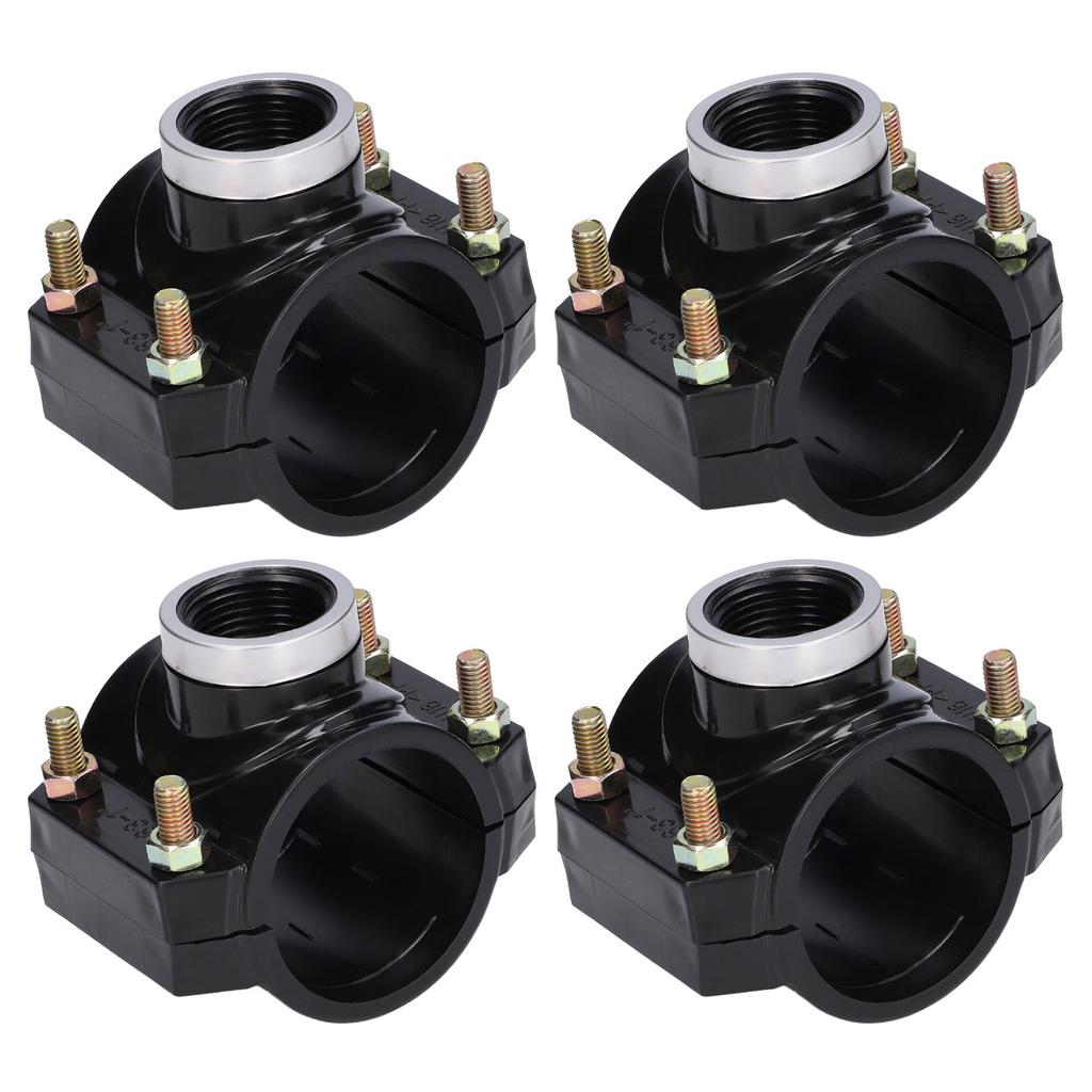 4 Sets Water Drain Saddle Plastic Pipe Additional Quick Connector Tee Kit G1 Female Thread