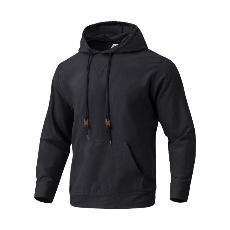 Men S Linen Cotton Blend Hooded Sweatshirt Loose Fit Casual Autumn Top