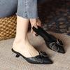 2025 Summer New Versatile Thick Heel Middle Heel Pointed Head Light Mouth Black Commute To Work Low Heel Single Shoes Work Shoes Women