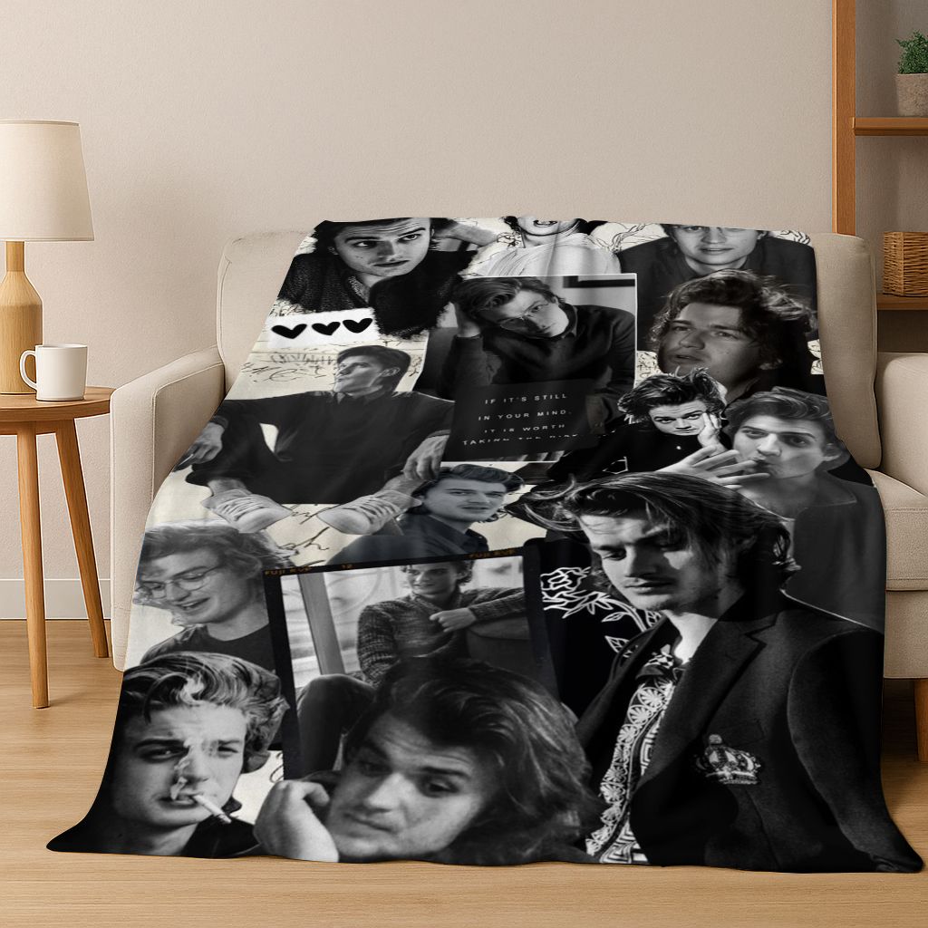 2026 New Joe Keery Art Flannel Blanket,warm and Cozy Soft Throw Blanket for Home Bedroom Bed Sofa Picnic Office Cover Gift Kids