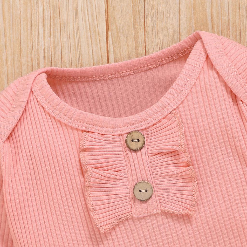 Toddler Baby Girls Long Sleeve Ruffles Romper Bodysuit+Floral Pants Outfits