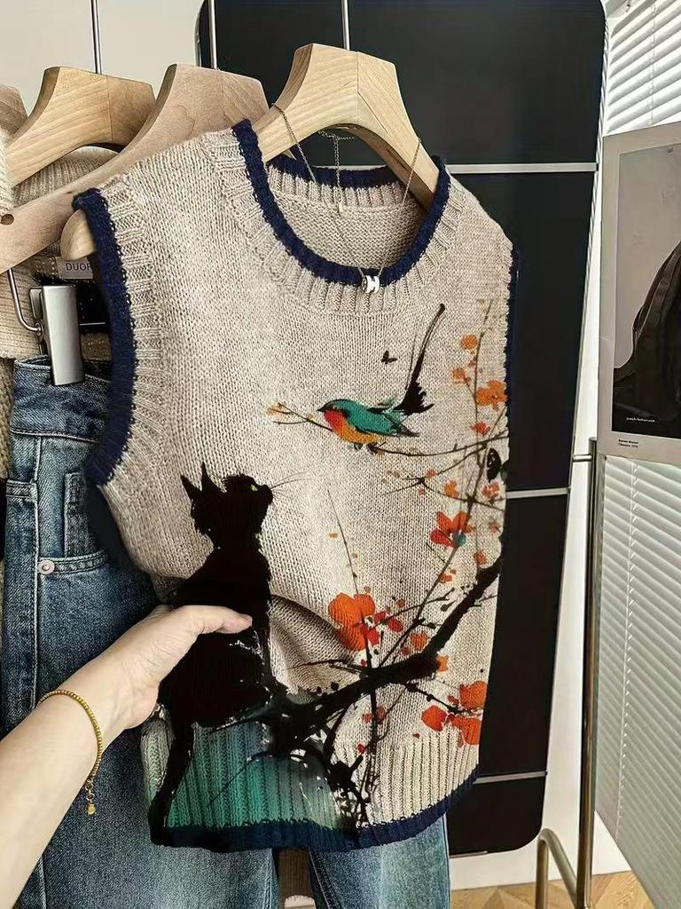2026 Summer New Arrivals: European American Women's Round Neck Chunky Knit Sweater Vest