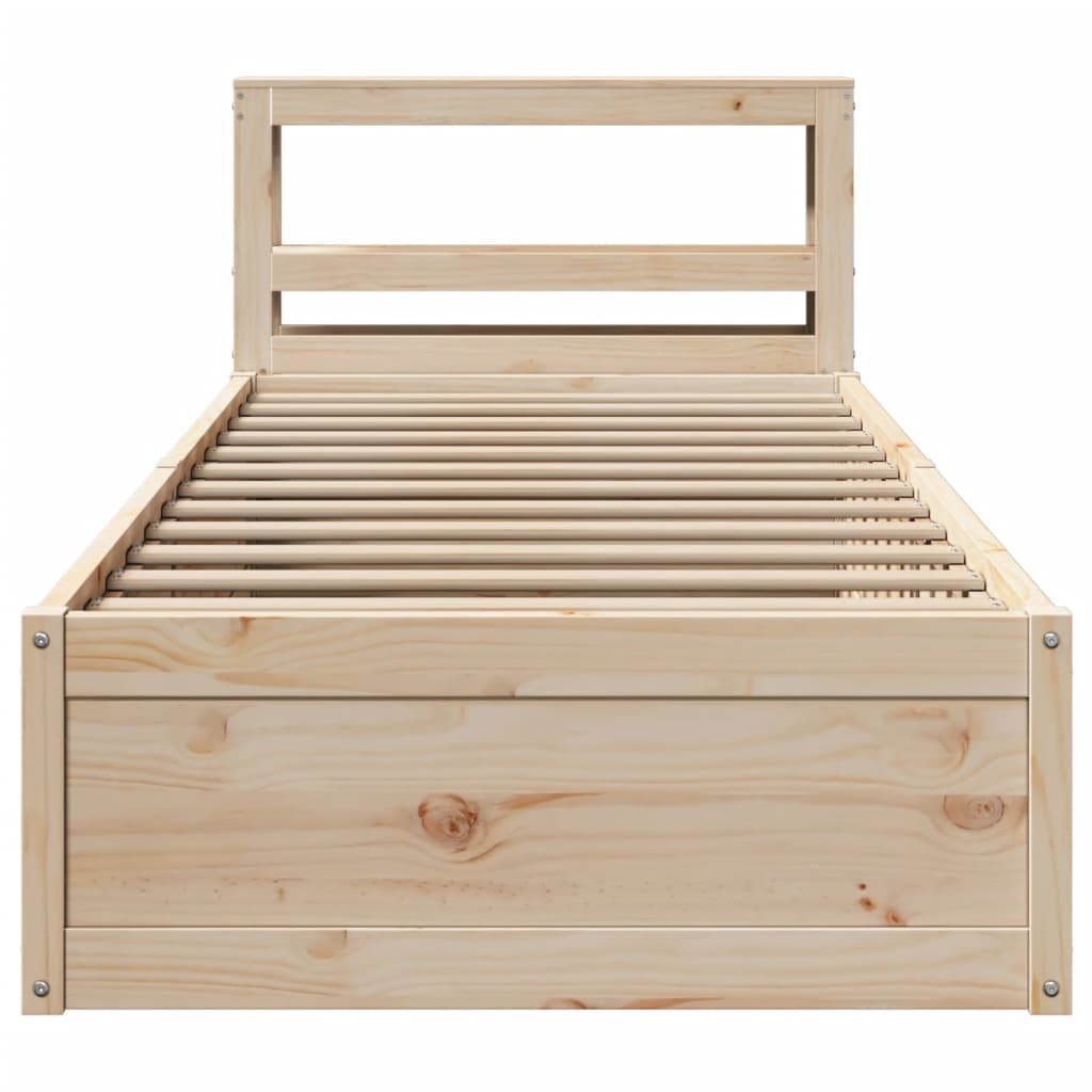 Vidaxl Bed Frame with Headboard, 90x190 Cm, Solid Pine Wood