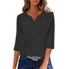 Damen Mode V-Ausschnitt Drei-Viertel-Ärmel T-Shirt Lässig Farbe Oberteil