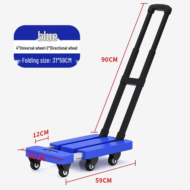 Компактная шестиколесная складная платформенная тележка для бесшумной транспортировки товаров