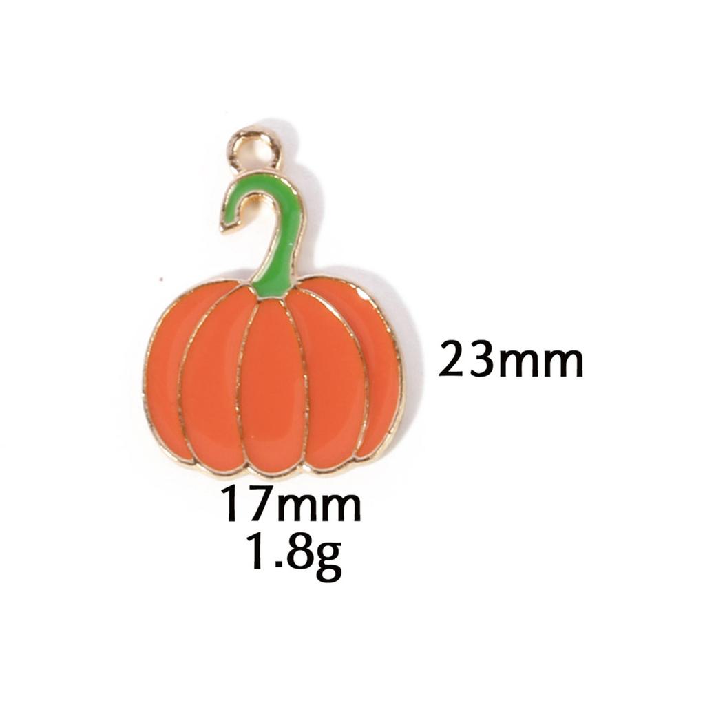 10 Pcs Zinc Based Alloy Autumn Style Halloween Charms Orange Pumpkin Enamel Gold Color Metal Pendants For DIY Jewelry Making