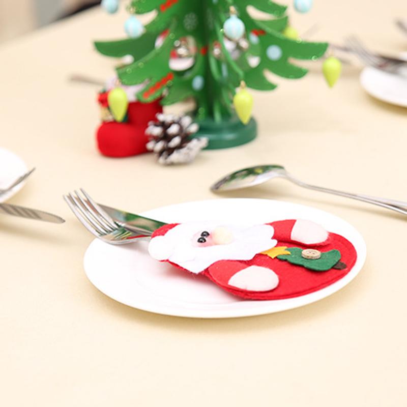 4pcs Christmas Decorations Snowman Kitchen Tableware Holder Bag Party Gift Xmas