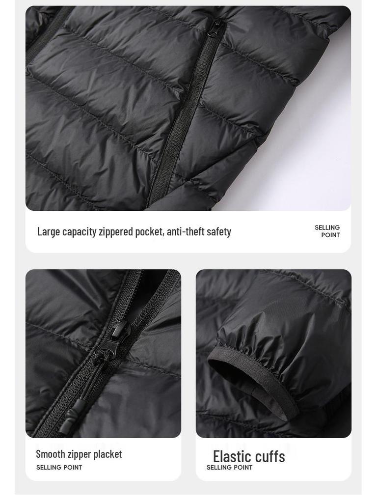 Unisex Lightweight Hooded Short Down Jacket – Versatile Ribbed Winter Coat