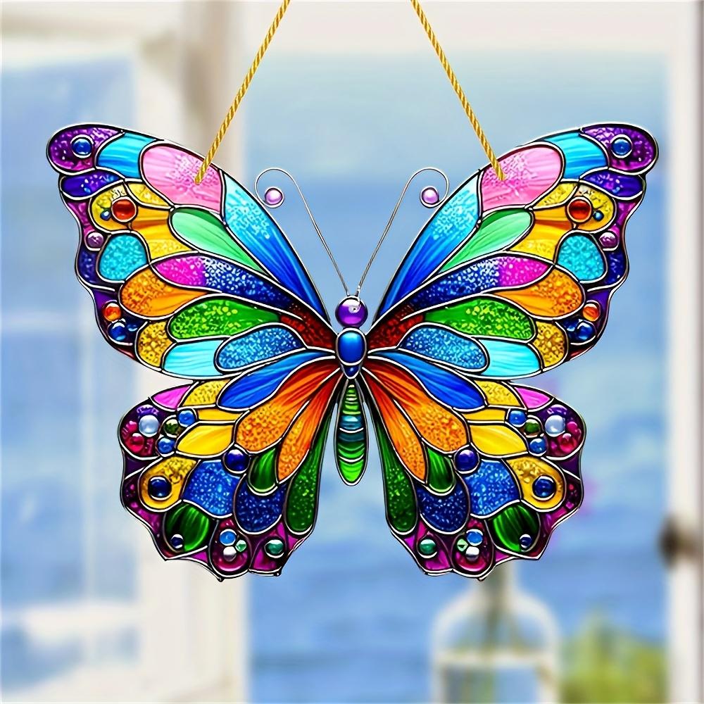 1pc Acrylic Light Catcher Colorful Butterfly, Two Kittens Garden Charm for Holiday Decoration, Housewarming Gift Christmas Cute