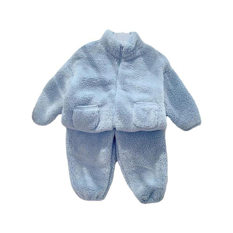Kinder Korallenfleece Pyjama: Jungen Flanell Winter Warm Zweiteiliges Set