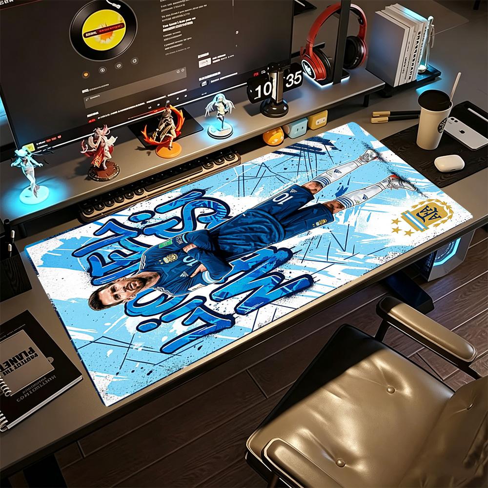 Football Messi Gaming Mouse Pad Desk Mouse Pad Study Desk Mat Non-Slip Rubber Bottom Suitable for Office Gaming PC Laptop