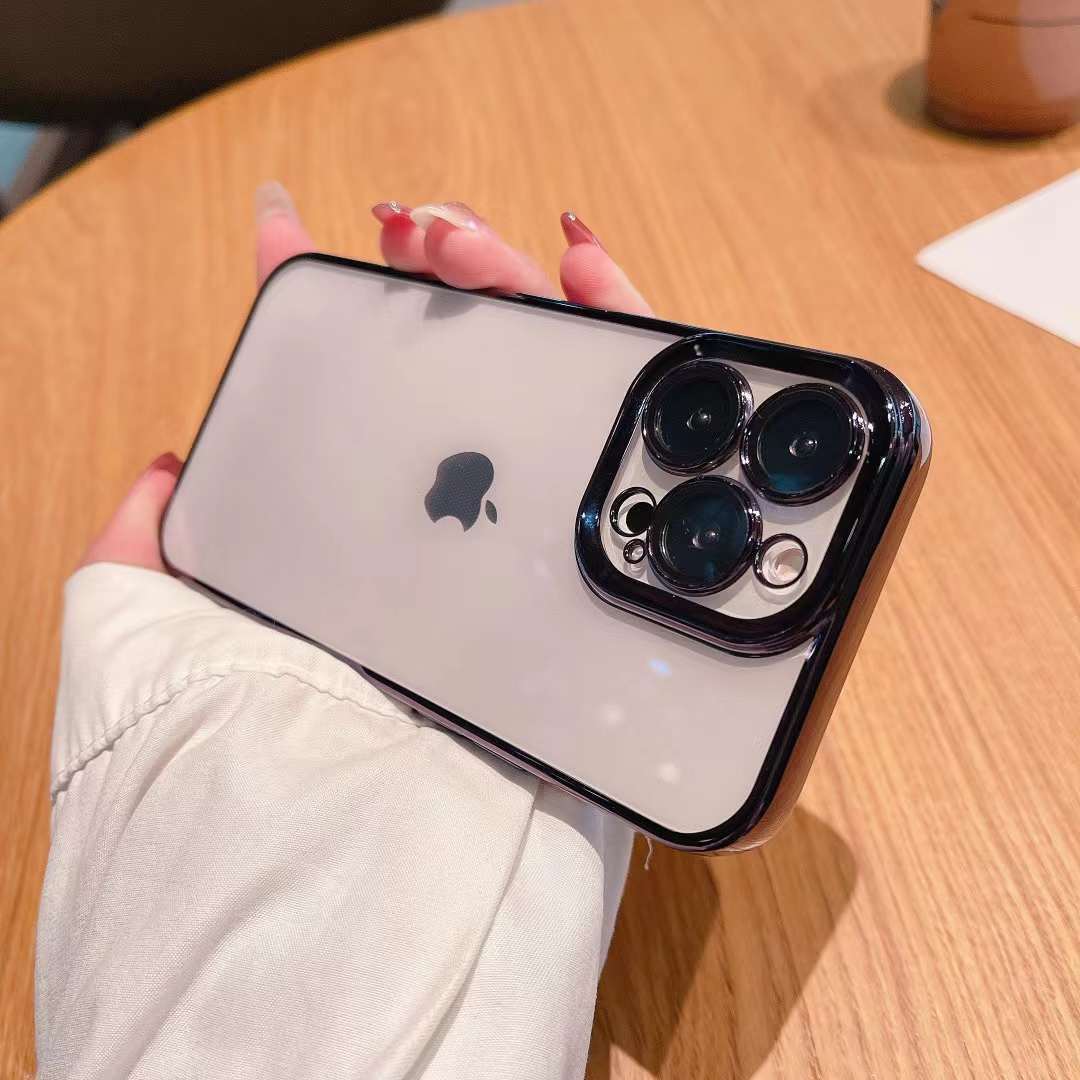 

Применимо к iPhone 15 со встроенной пылезащитной сеткой, плёнкой для стеклянного объектива, чехлом для телефона и гальванизированным прозрачным мягким чехлом для iPhone 14 iPhone15ProMAX чёрный