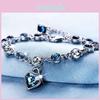 Fashionable Hottest Womens Ladies Crystal Rhinestone Bangle Ocean Blue Bracelet Chain Heart For Every Celebration