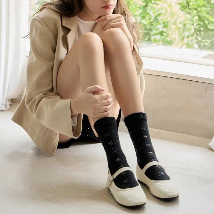 [2SET] Katie Vintage Ruffle Flower Socks 3 Colors