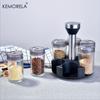 KEMORELA 360° Rotating Spice Bottle Set Glass Seasoning Storage Rack for Salt Sugar Pepper Kitchen Organizer