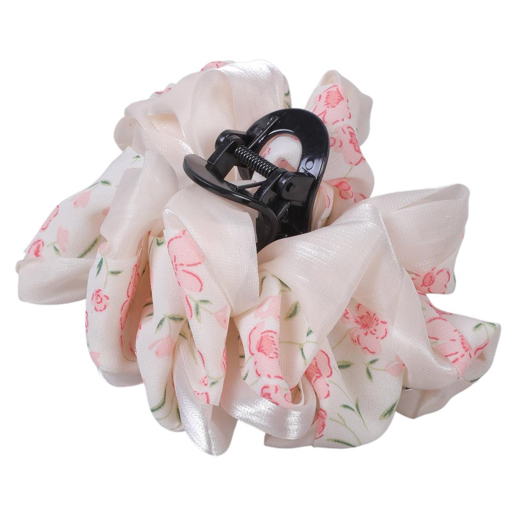 Floral Printed Scrim Bubble Hair Clip For Women Soft Breathable Fabric Elegant Updos Styling Accessory
