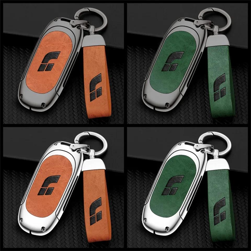 New Zinc Alloy+Leather+Tpu Car Remote Key Bag Key Chain For Leading Ideal L7 L8 L9 Accessories