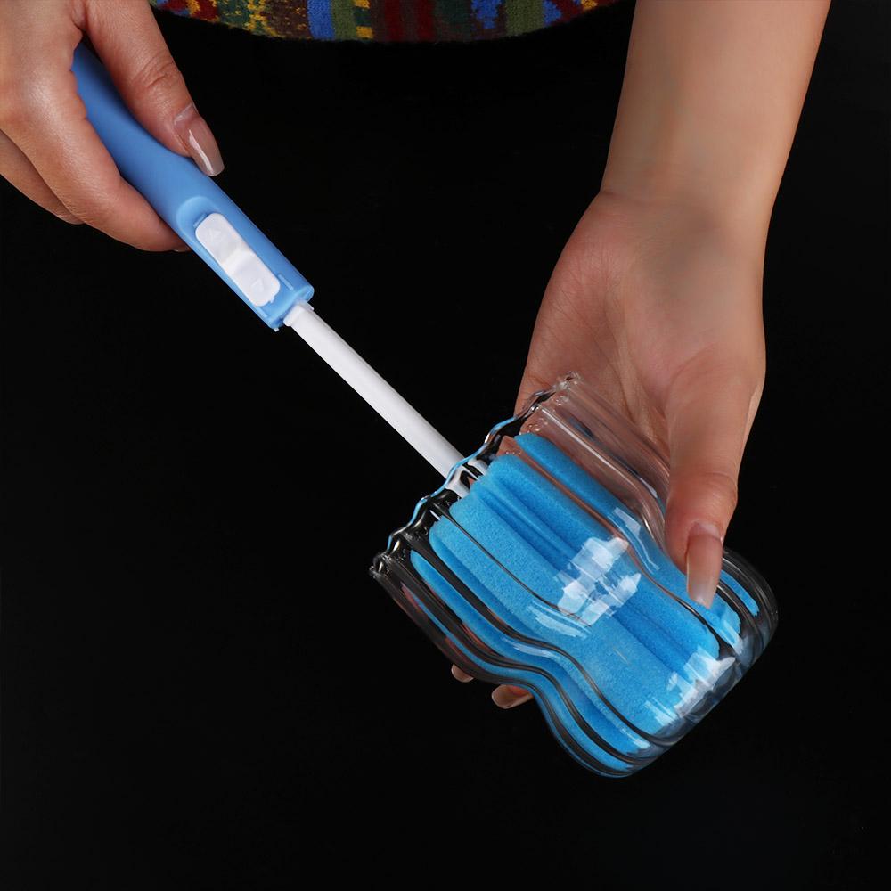 Adjustable Sponge Cup Brush Removable Sponge Cleaning Brush Baby Bottle Brush  Mug