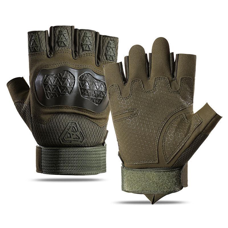 Tactical Half-finger Men's Sports Riding Fitness Locomotive Summer Bike Hard Shell Equipment Retro Protective Gloves