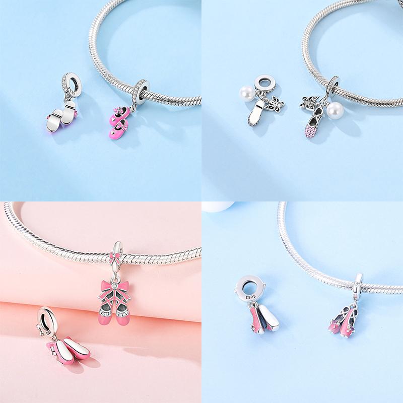 Original Shoes Series Charms Boots Flip-Flops Ballet Shoes Copper Beads Pendant Fit Women Diy Bracelet Making Jewelry Gifts