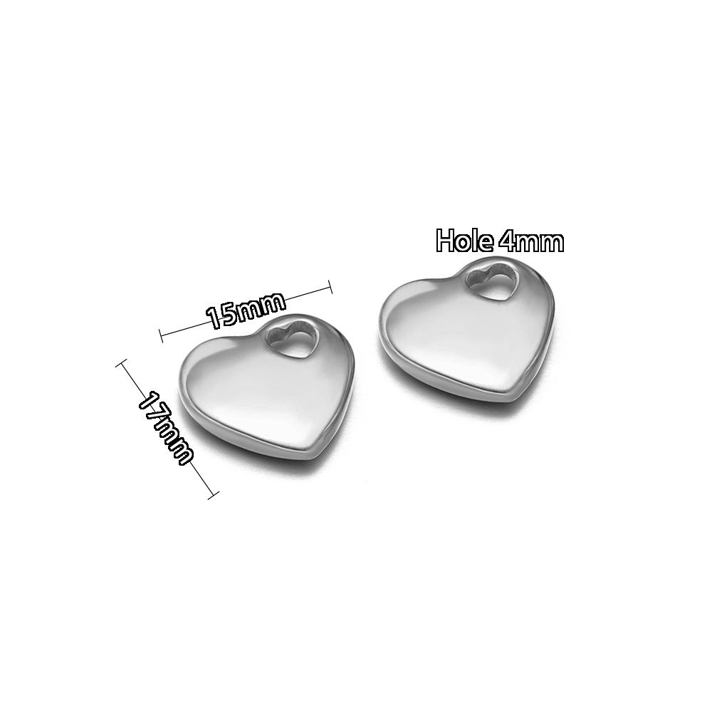 5pcs Stainless Steel New Fashion Three-dimensional Heart Charms Pendants PVD Gold Plated Necklace Homemade Bracelet DIY Jewelry