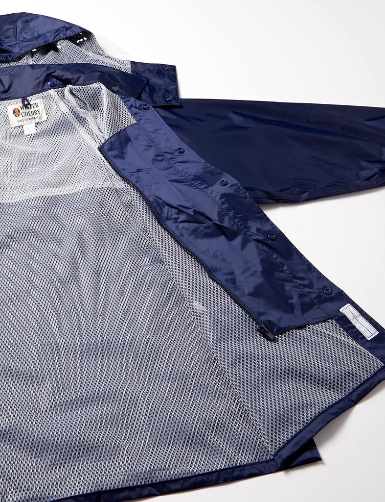 School Rain Suit Rain Tuck Coat and Bottom Navy 5L [Winter Cherry] (Top Set, Mesh)