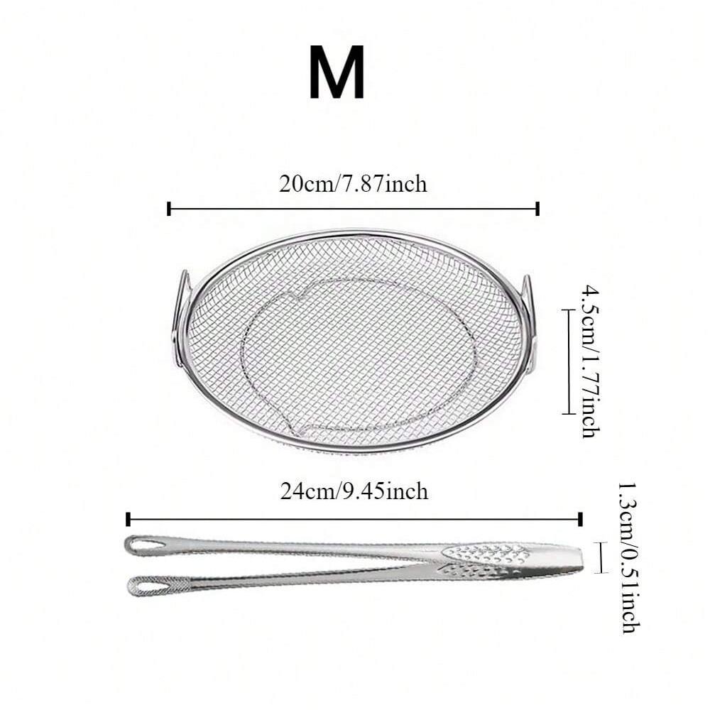 Stainless Steel Mesh Filter Frying Cooking Tools with Grill Tongs Oil Drain Filter French Fries Fried Chicken Kitchen Essentials