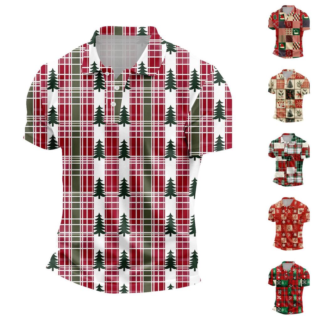 Men's Relaxed Fit Christmas Print Short Sleeve T-Shirt for Casual Holiday Wear