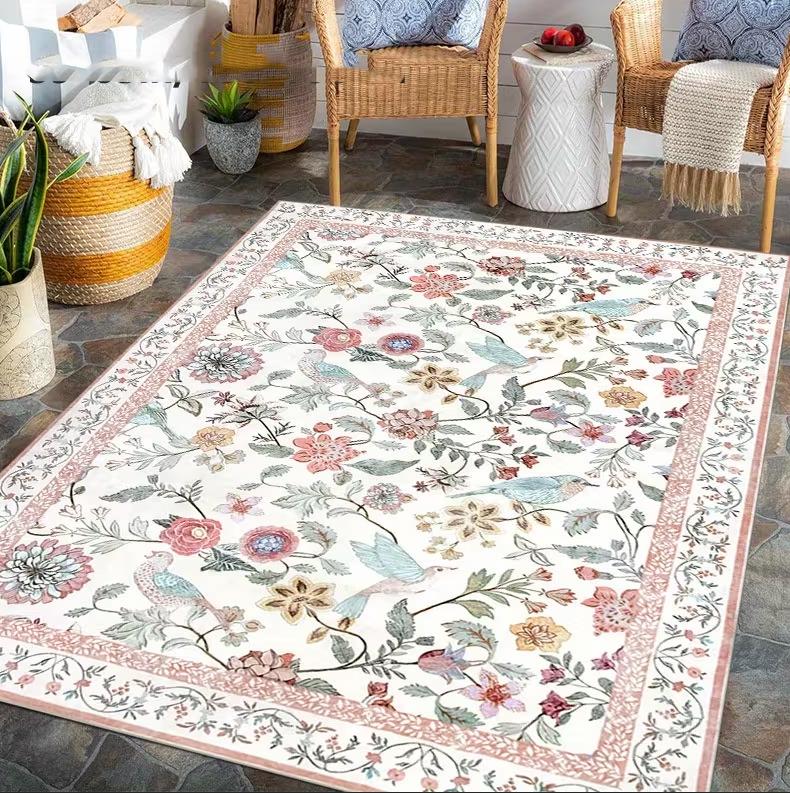 Large Carpet Plants Flowers Bohemian Style Carpet Home Decoration Carpet Sofa Coffee Table Mat, Bedroom Bedside Mat Floor Mat