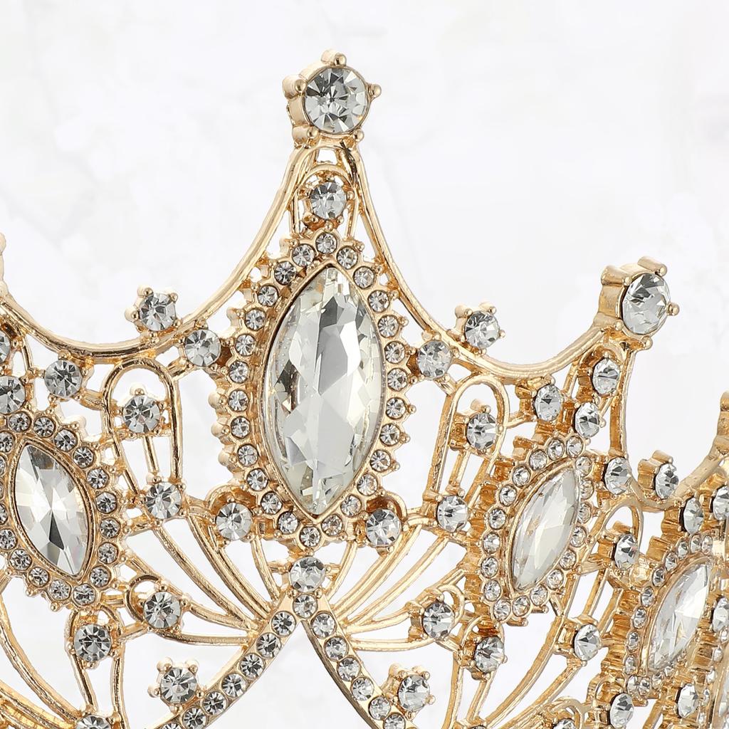 VOCOSTE Crown Tiara for Hair Gold and White Women, Princess, Bride, Wedding, Party, Cosplay, Accessory,