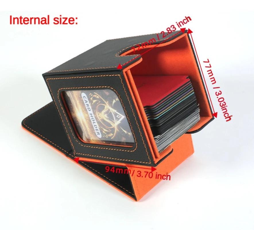 Holds 100+ Trading Card Deck Box for MTG Commander Display with 2 Dividers Game Sports Card Storage Box PU Magnet Deck Case