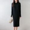 Women Sweater Dress 100% Wool MODERN NEW SAGA Turn-down Collar Knit Long Pullover Winter Jumpers Wool Long Dress Female